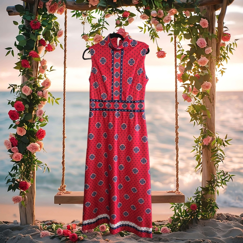 Emilio Borghese ♡GRAIL♡ 60/70s double poly polka dot & Floral maxi sz M-L